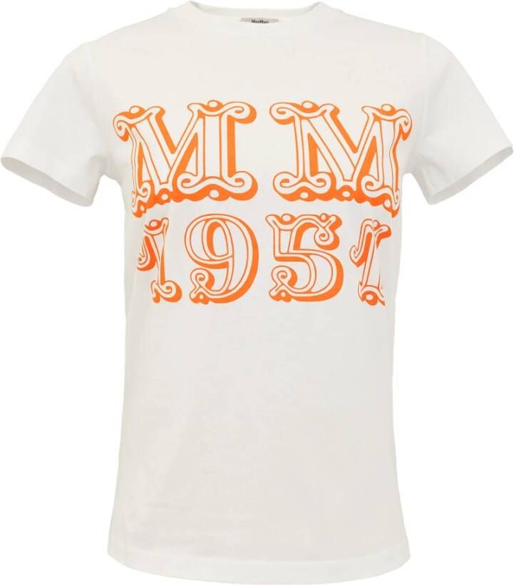 Max Mara MM 1951 Oranje Monogram T-Shirt Wit Dames