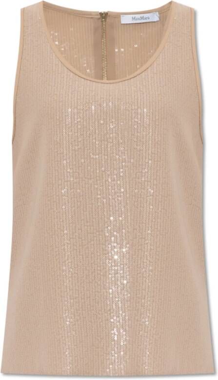 Max Mara Pistoia tanktop met pailletten Beige Dames