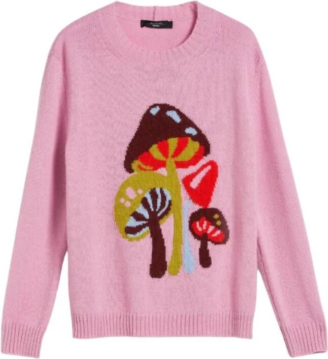 Max Mara Zachte alpaca- en wollen trui met intarsia ontwerp Pink Dames