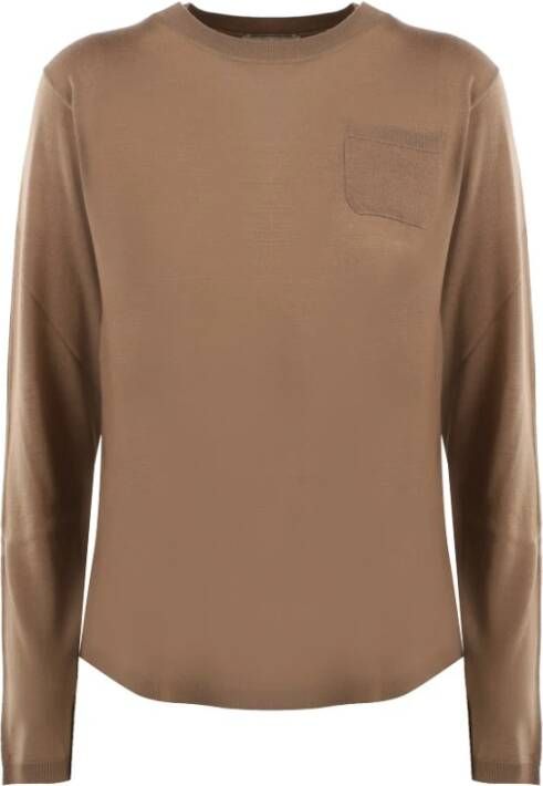 Max Mara Round-neck Knitwear Brown Dames