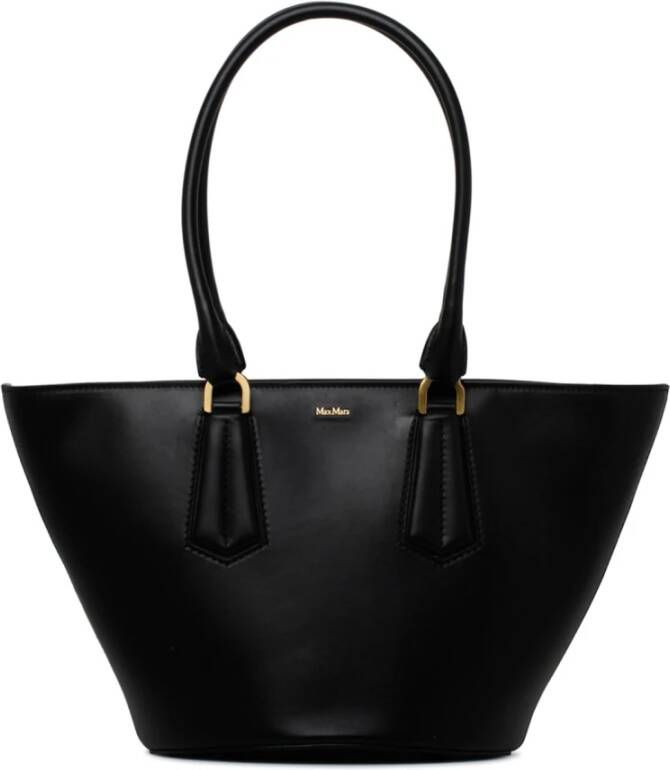 Max Mara Zwarte Leren Handtas met Mandontwerp Black Dames