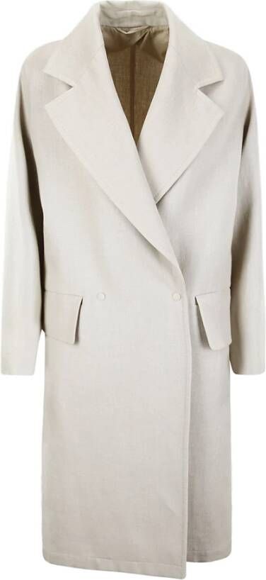 Max Mara Elegante Single-Breasted Jas Beige Dames