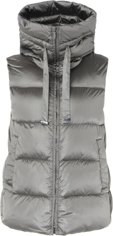 Max Mara Spacegil Grijze Gewatteerde Vest met Capuchon Grijs Dames