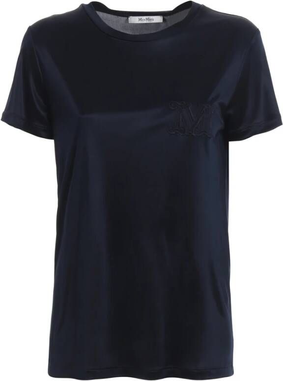 Max Mara Stijlvol Blauw Logo Geborduurd T-Shirt Meerkleurig Dames