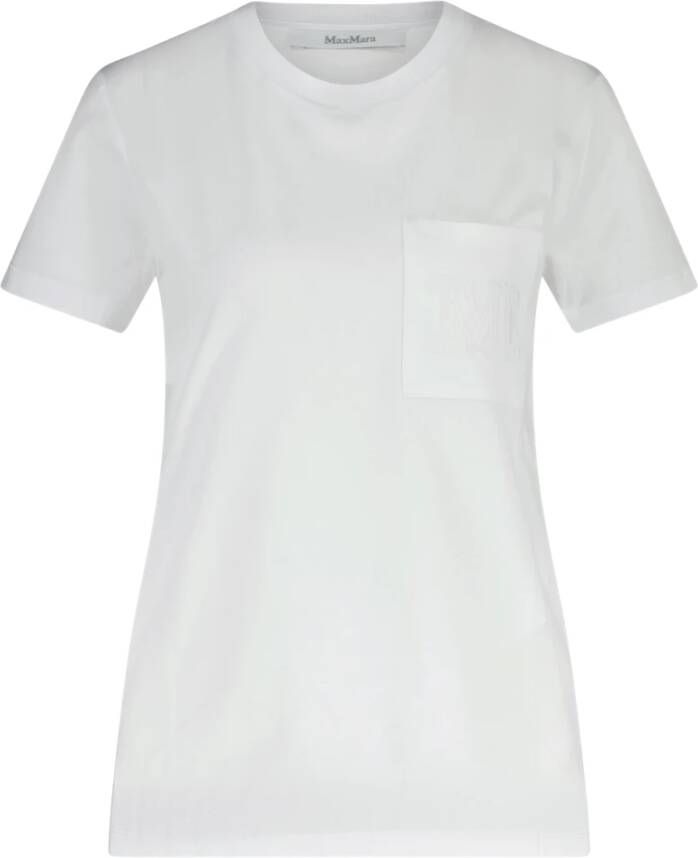 Max Mara Stijlvol T-shirt met geborduurd borstzakje White Dames