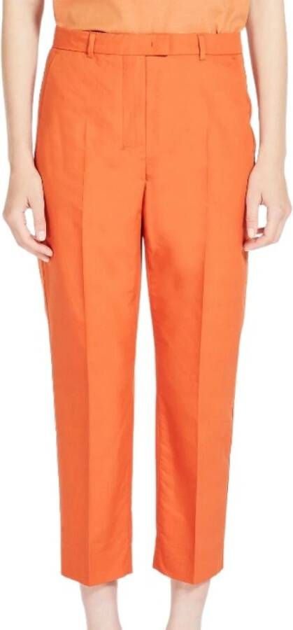 Max Mara Stijlvolle Chinos van Luxe Katoen en Zijde Oranje Dames