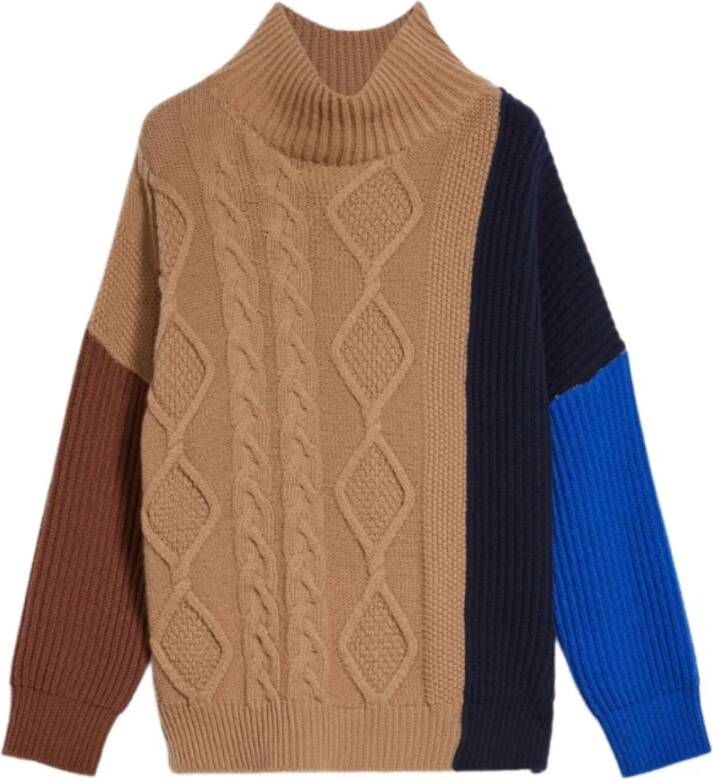 Max Mara Weekend Originele Multikleur Wol Pullover Brown Dames