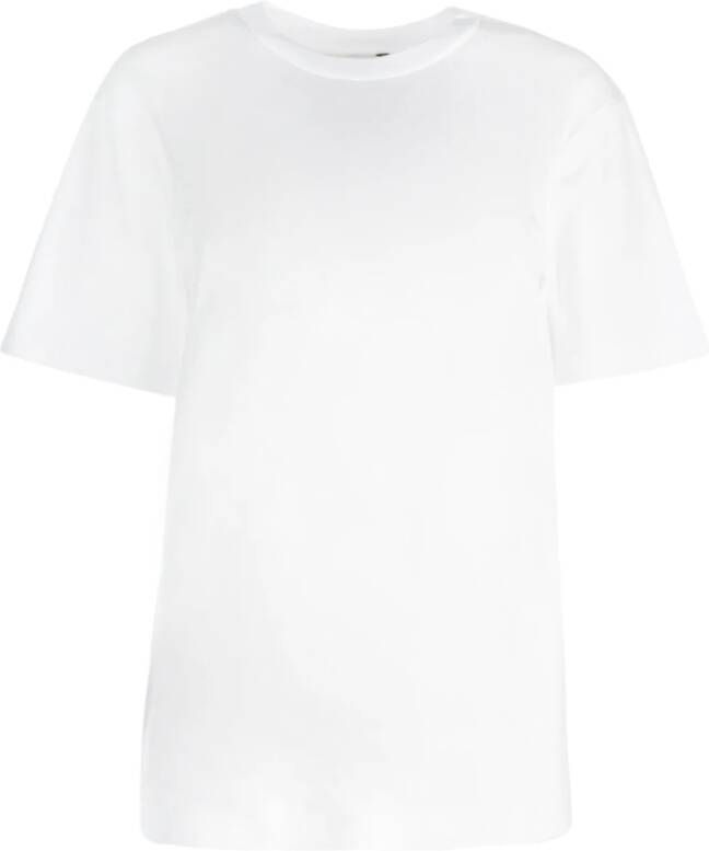 Max Mara Stretch Katoenen Crewneck T-Shirt White Dames