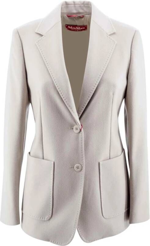 Max Mara Studio Beige Wollen Blazer met Zijzakken Beige Dames