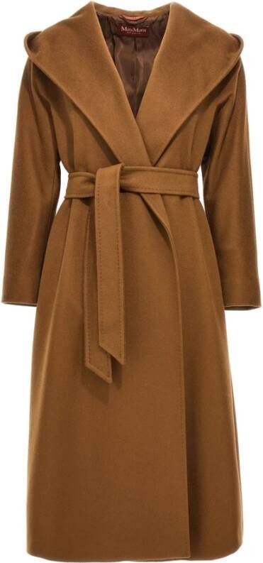 Max Mara Studio Bdanton Wrap Coat Brown Dames