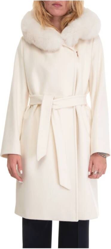 Max Mara Studio Belted Coats White Dames