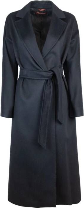 Max Mara Elegante Zwarte Wollen Jas met Riem Zwart Dames