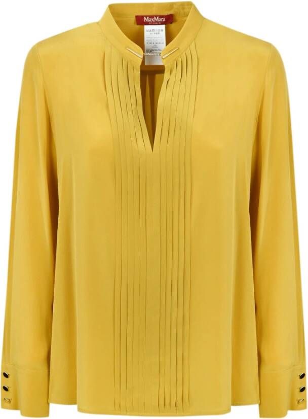Max Mara Studio Dames Crepe de Chine Shirt Yellow Dames