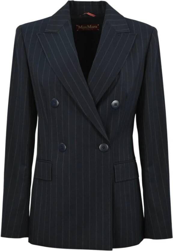 Max Mara Studio Geruite Blazer voor Dames Blauw Dames