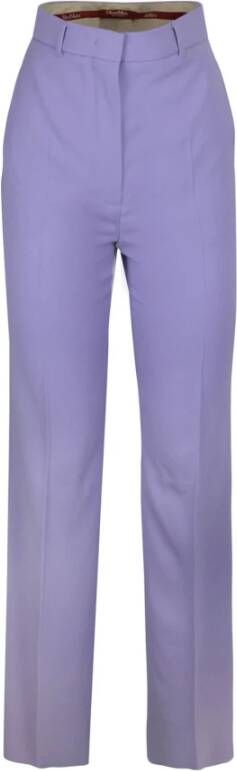 Max Mara Studio Leather Trousers Purple Dames