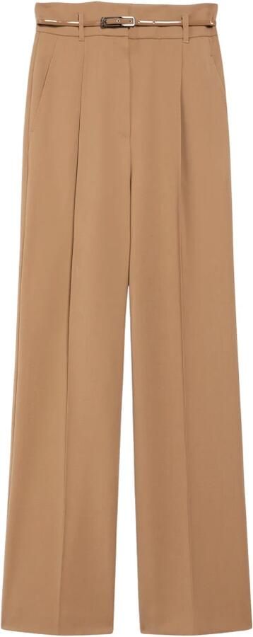 Max Mara Studio Hoge taille wollen palazzo broek Brown Dames