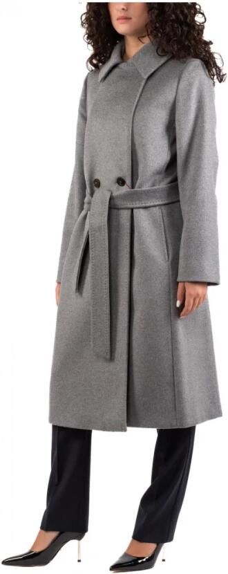 Max Mara Studio Stijlvolle Jas met Bcollag Ontwerp Gray Dames