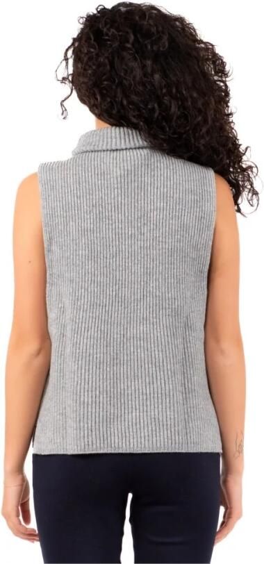 Max Mara Studio Slim Fit High Neck Wool Cashmere Sweater Gray Dames - Foto 2