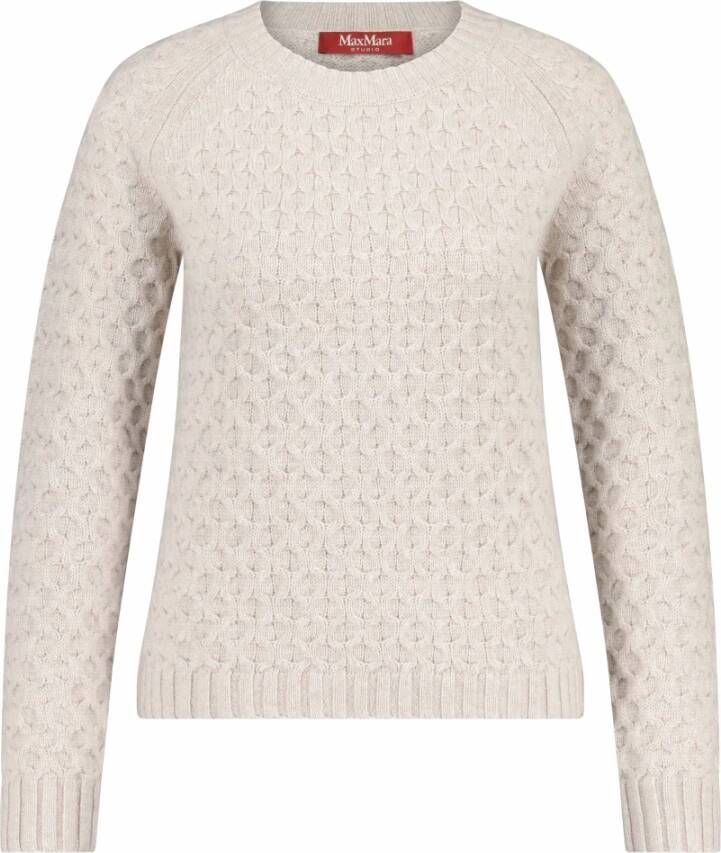 Max Mara Studio Round-neck Knitwear Beige Dames