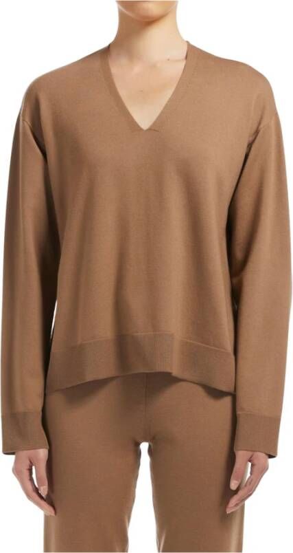 Max Mara Studio V-hals gebreide kleding Bruin Dames