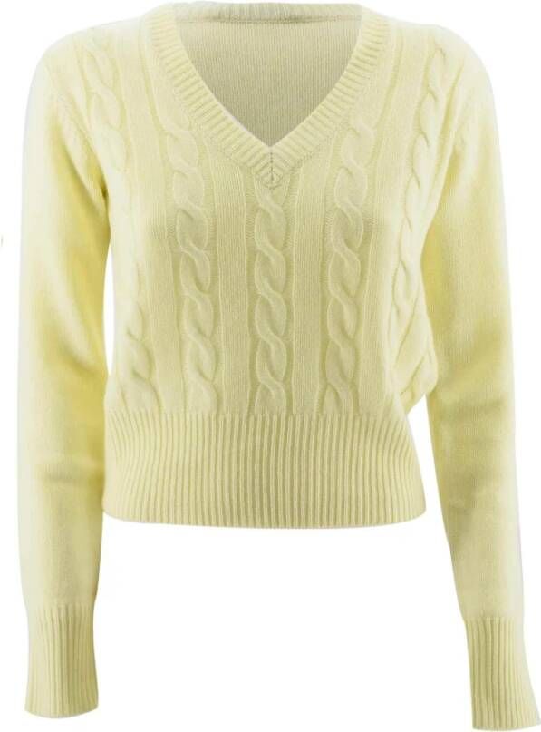 Max Mara Studio V-neck Knitwear Geel Dames