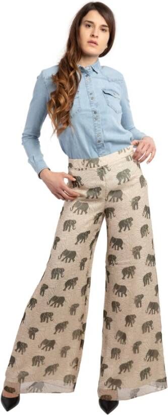 Max Mara Studio Leather Trousers Beige Dames