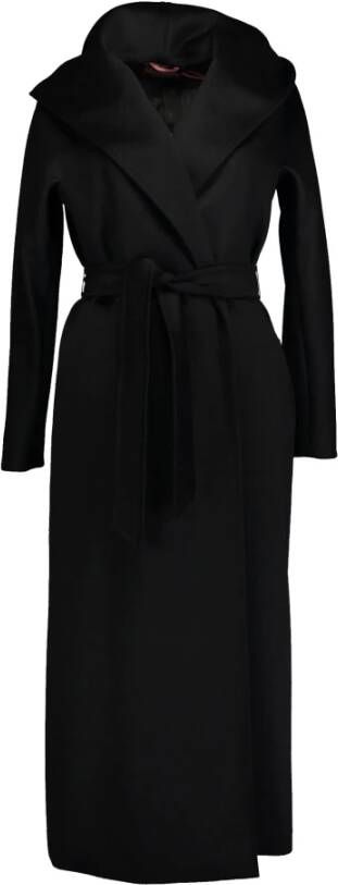 Max Mara Studio Wollen jas met kasjmier voering en capuchon Zwart Dames