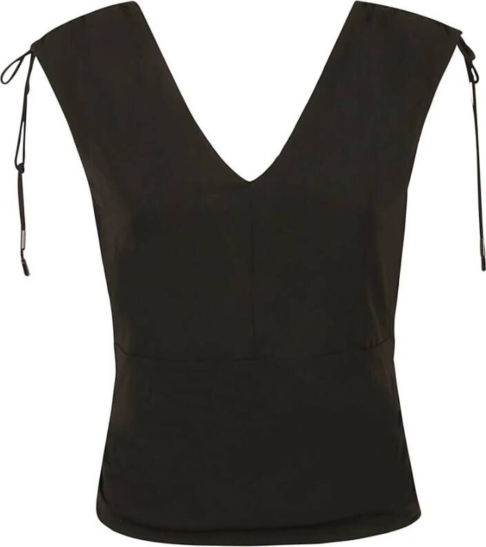 Max Mara Studio Zwarte Top met Comica Detail Zwart Dames