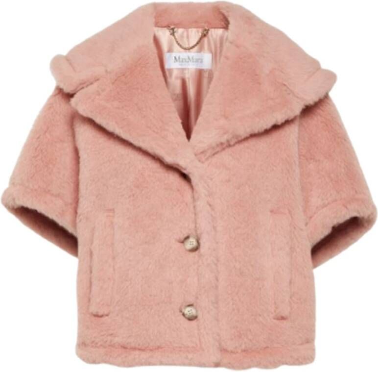 Max Mara Teddy Alpaca en Wol Jas Roze Dames