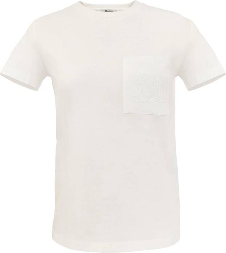 Max Mara Tijdloos Wit T-Shirt met Borstzakje White Dames