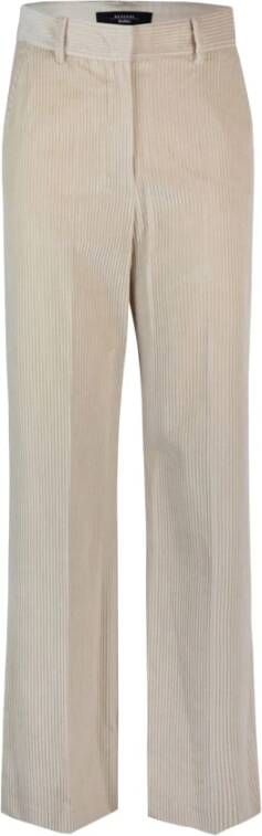 Max Mara Weekend Crèmekleurige Fluwelen Broek Beige Dames