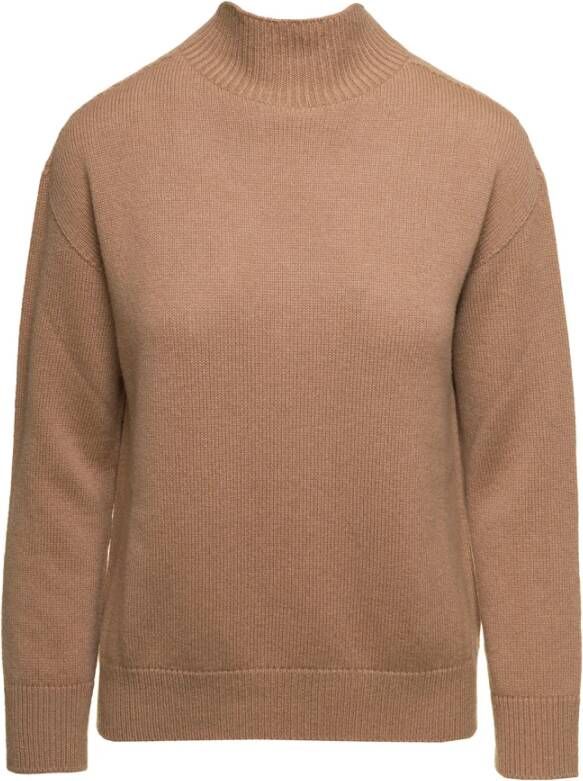 Max Mara Luxe Beige Cashmere High-Neck Jumper Brown Dames