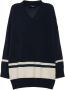 Max Mara Weekend Blauwe V-hals Gebreide Trui met Zijdelingse Spleten Blauw Dames - Thumbnail 1