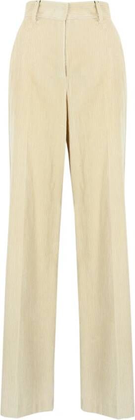 Max Mara Weekend Crèmekleurige Fluwelen Wijde Broek Beige Dames