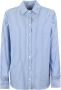 Max Mara Weekend Dames Katoenen Overhemd: Lange Mouwen Knoopsluiting Knoopmanchetten Klassieke Kraag Rechte Lijn Gestreepte Print Blauw Dames - Thumbnail 1
