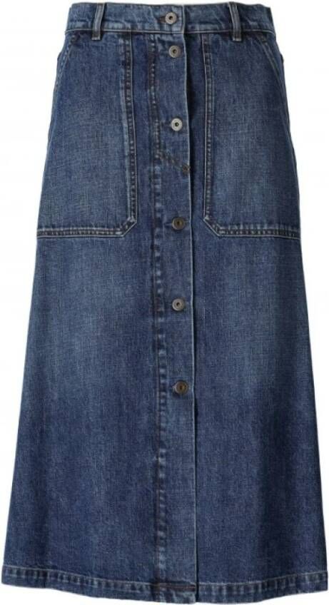 Max Mara Weekend Denim Rok met Knoopsluiting Blue Dames