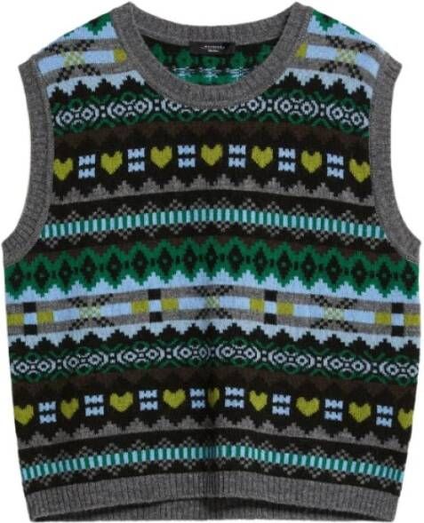 Max Mara Weekend Elegante Jacquard Gebreid Vest Groen Dames