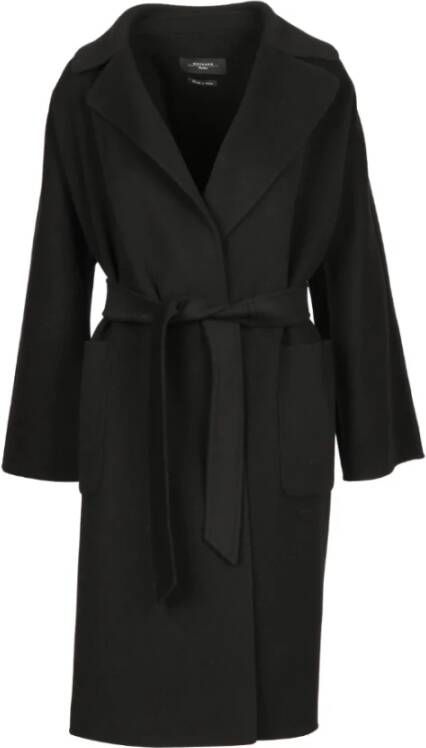 Max Mara Weekend Gebreide wollen jas met riem voor dames Zwart Dames