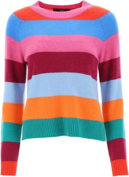 Max Mara Weekend Gestreepte Kasjmier Trui Oranje Dames