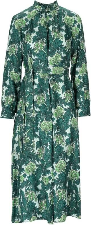 Max Mara Weekend Groene Gedessineerde Viscose en Zijden Jurk Groen Dames