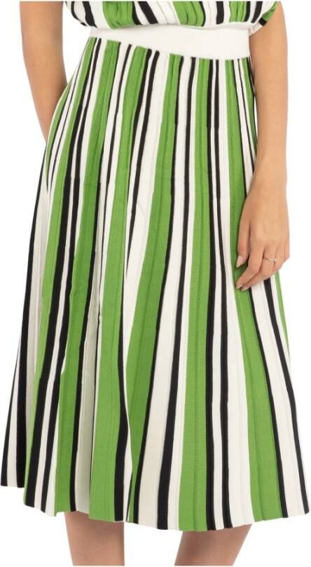 Max Mara Weekend Groene Geplooide Viscose Rok met Verticale Strepen Groen Dames