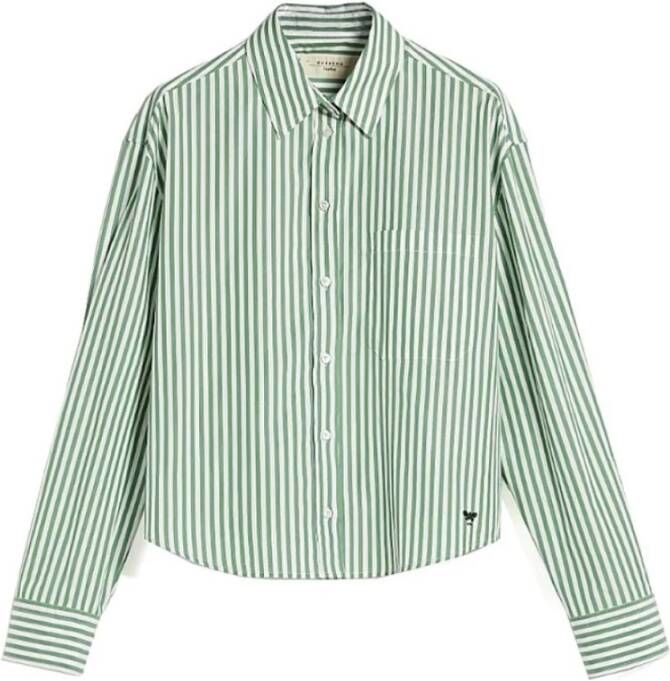 Max Mara Weekend Groene Katoenen Gestreepte Overhemd met Lange Mouwen Groen Dames