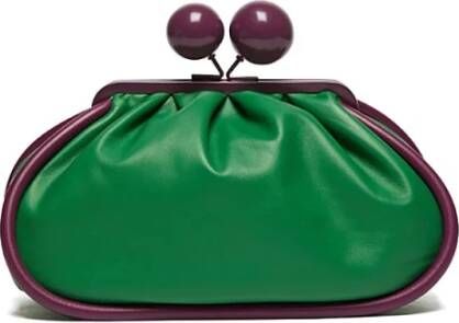 Max Mara Weekend Groene leren weekendtas met contrastprofielen en kettingriem Groen Dames