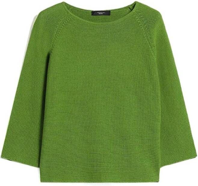 Max Mara Weekend Katoenen Pistache Trui Raglanmouwen Groen Dames