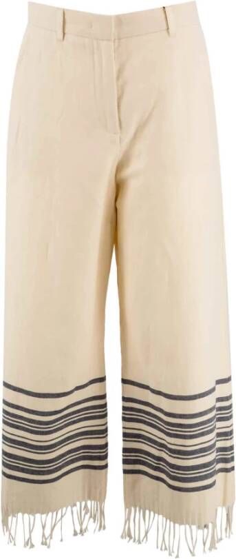 Max Mara Weekend Leather Trousers Beige Dames