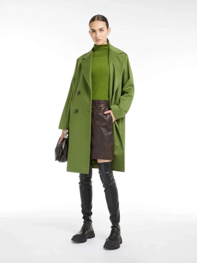 Max Mara Weekend Groene dubbelrijige wollen jas Green Dames