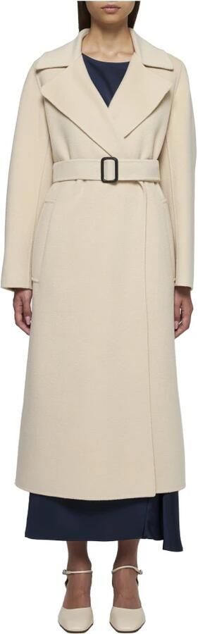 Weekend Max Mara Lange jas van scheerwol met tailleriem model 'MANU' - Foto 2