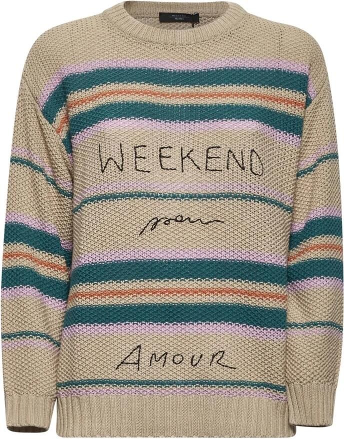 Weekend Gestreepte katoenen trui met borduurwerk Multicolor Dames - Foto 3