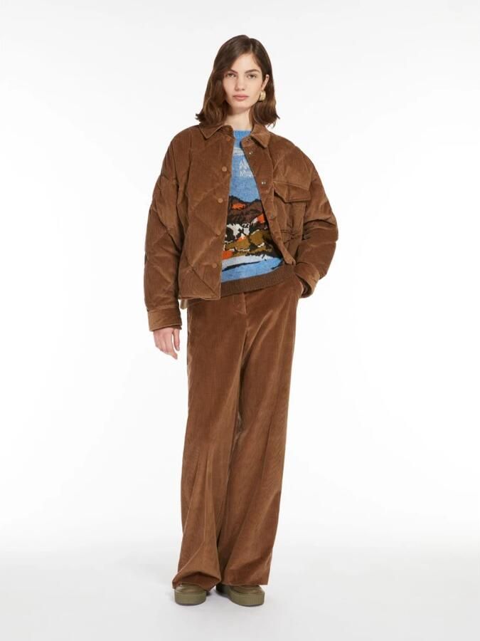 Weekend Max Mara Straight fit corduroy broek van zuiver katoen met steekzakken opzij model 'TANIA' - Foto 2