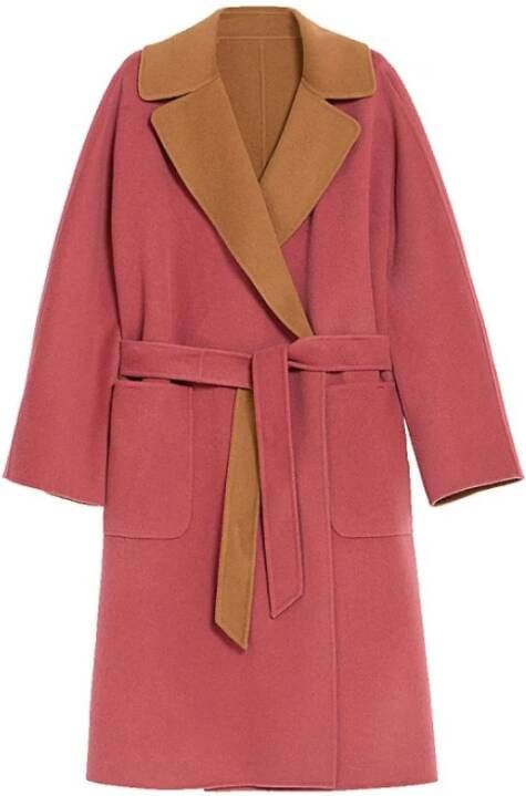 Max Mara Weekend Omkeerbare wollen jas met riem Roze Dames